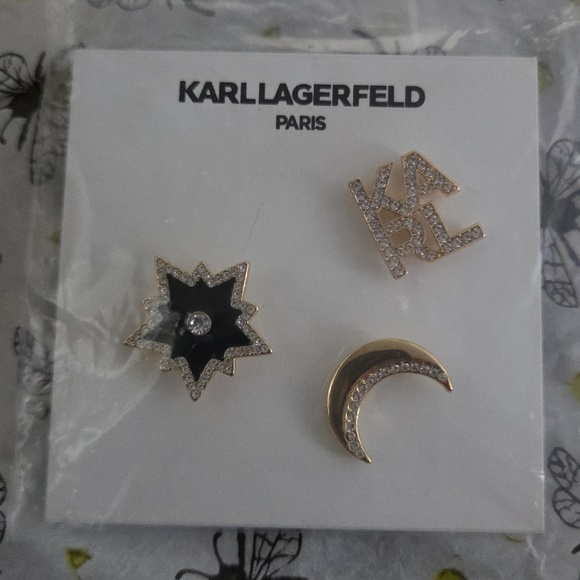 Karl Lagerfeld Accessories - Gold-tone KARL Lagerfeld Crystal 3-Piece Pin Set with Star & Moon